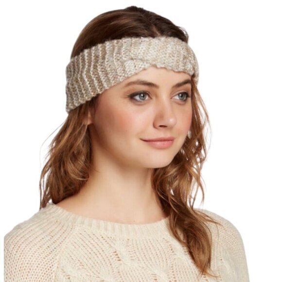 NWT Kensie Twist Knit Headband Cream Sequin Detailed Fall Winter Accessories - Picture 1 of 9